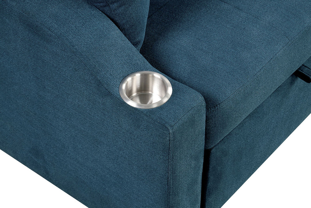 Furniture of America - Royden Sleeper Sofa w/ Cupholder in Blue - FM6963BL-PK View 9