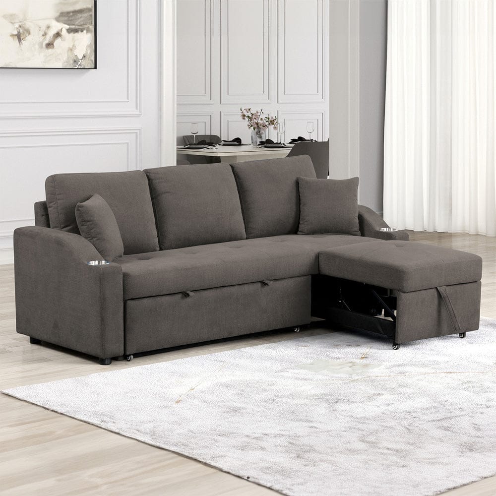 Furniture of America - Royden Sleeper Sofa w/ Cupholder in Gray - FM6963GY-PK View 2
