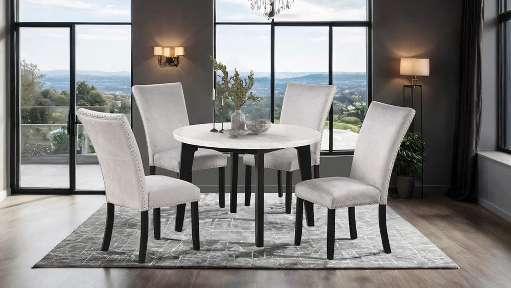 Furniture of America - Sabro 5 Pc. Round Dining Table Set in Black/White - FM3330BK-RT-5PC View 1