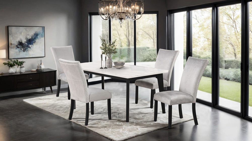 Furniture of America - Sabro Rect Dining Table w/ Marble Top in Black/White - FM3330BK-T-TABLE View 2
