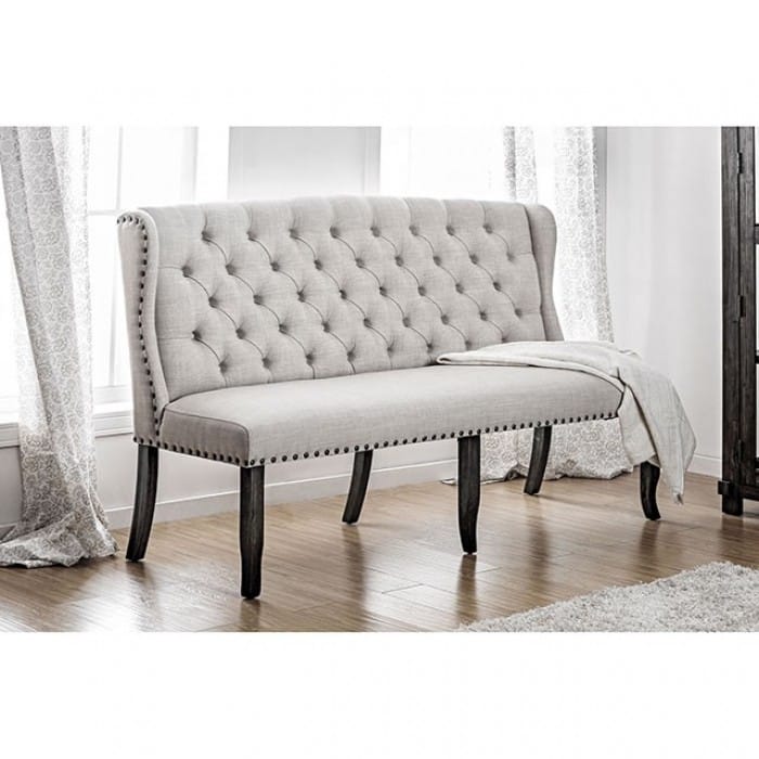 Furniture of America - Sania 3-Seater Loveseat Bench in Antique Black/Beige - CM3324BK-BNL view 1