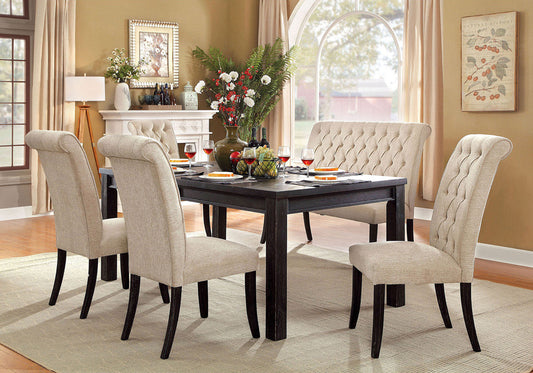 Furniture of America - Sania 72" Dining Table in Antique Black, Beige - CM3324BK-T-VN View 2
