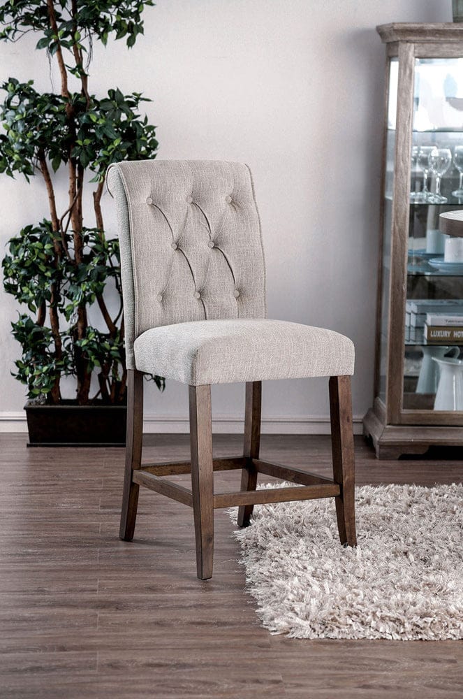 Furniture of America - Sania Counter Ht. Chair Set of 2 in Beige/Rustic Oak - CM3564A-PC-2PK View 1