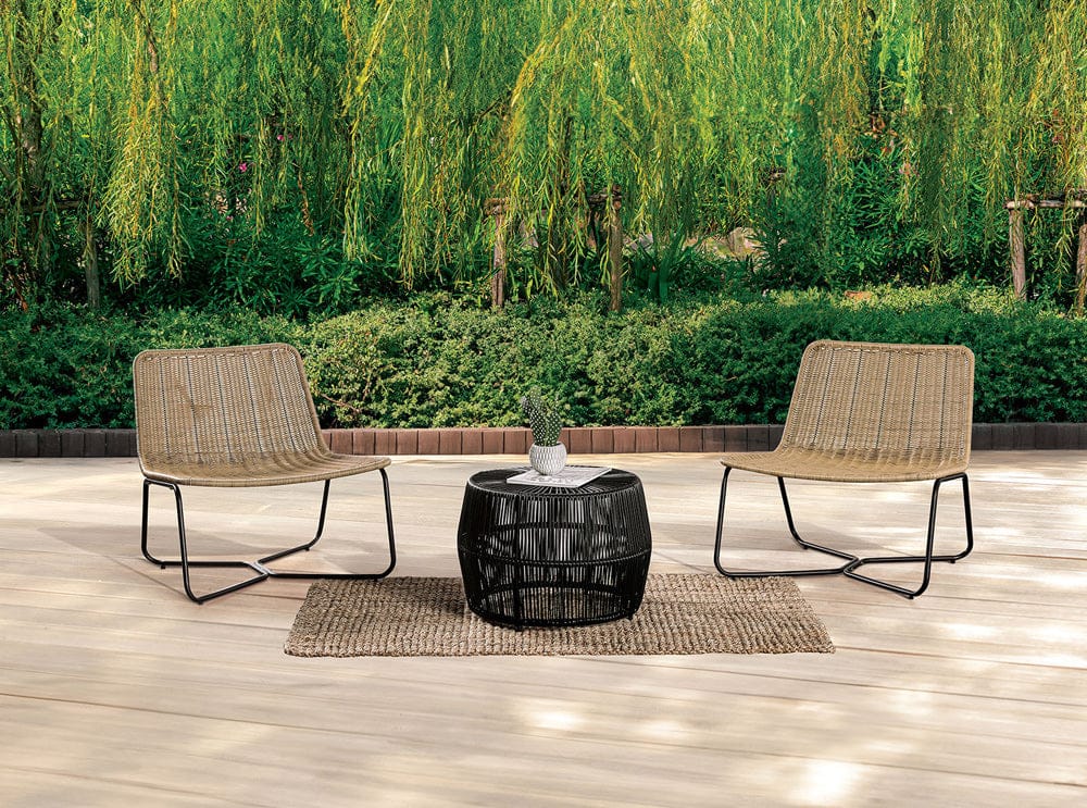 Furniture of America - Sarabi 3 Pc. Conversation Set in Black/Natural - FM80003BK-T-3PC View 1