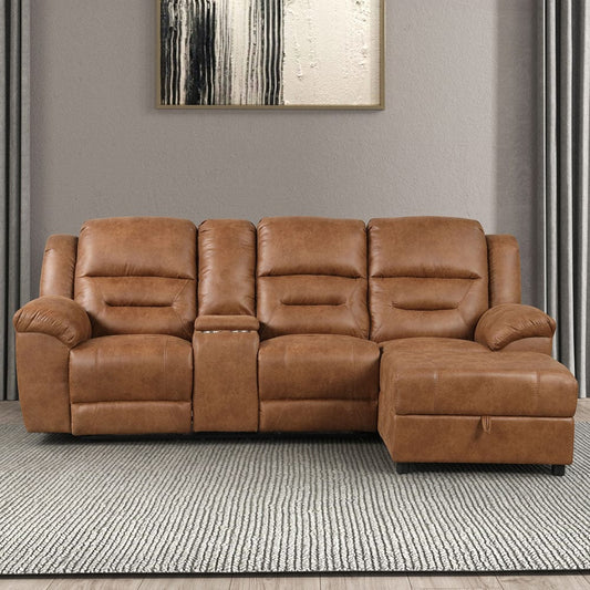 Furniture of America - Septimus Sectional in Saddle Brown - TM6028BR-SECT View 2
