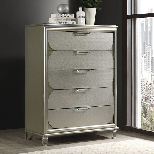 Furniture of America - Sheridan 5 Pc. Queen Bedroom Set w/ Chest in Silver - FM72080SV-Q-5PC-C View 2