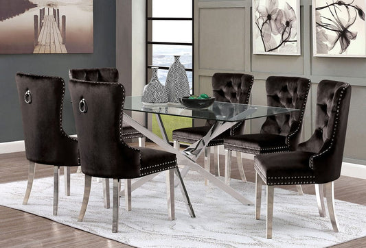 Furniture of America - Silveria Dining Table in Chrome - FM37001SV-T-TABLE View 2