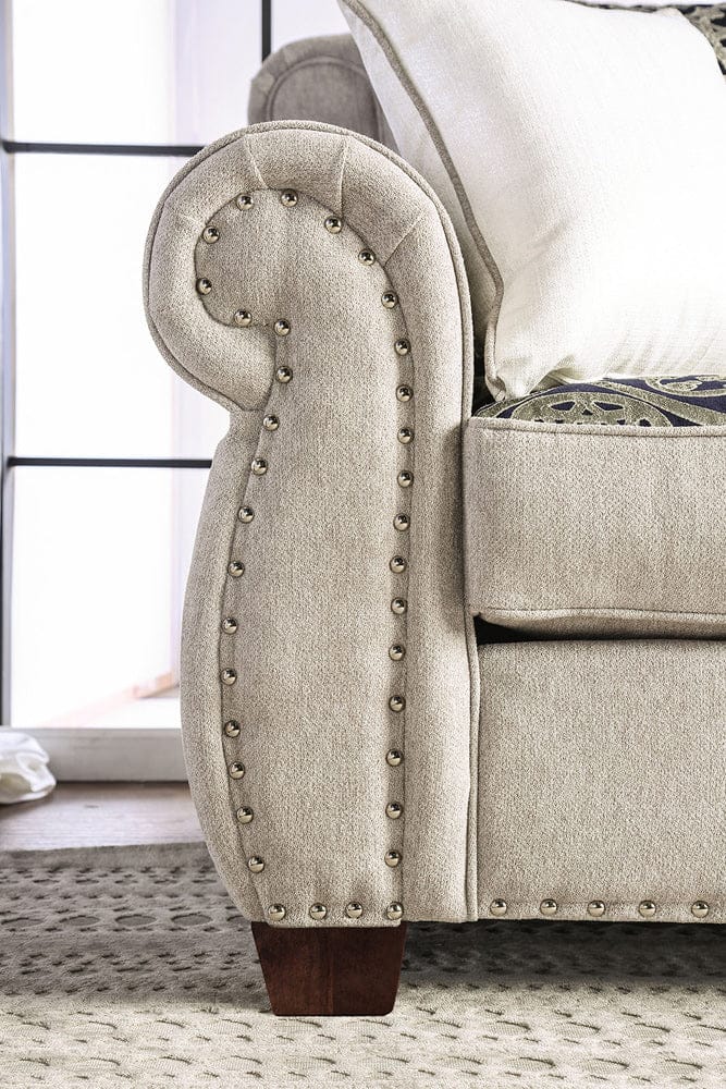 Furniture of America - Sinatra Sofa + Loveseat in Light Mocha/Navy/Champagne - SM6152-2PC View 5