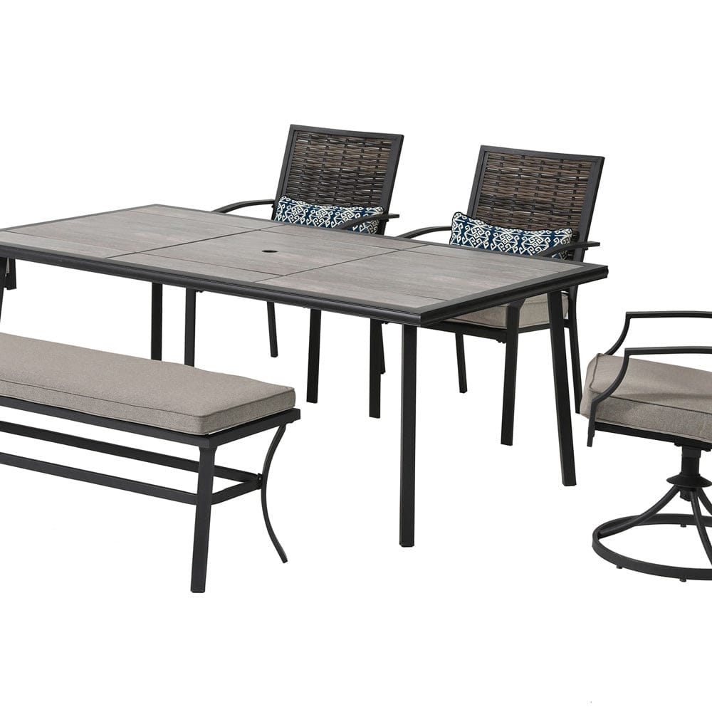 Furniture of America - Sintra 6 Pc. Patio Dining Set w/ Bench in Black/Gray - GM-2008-6PC View 1