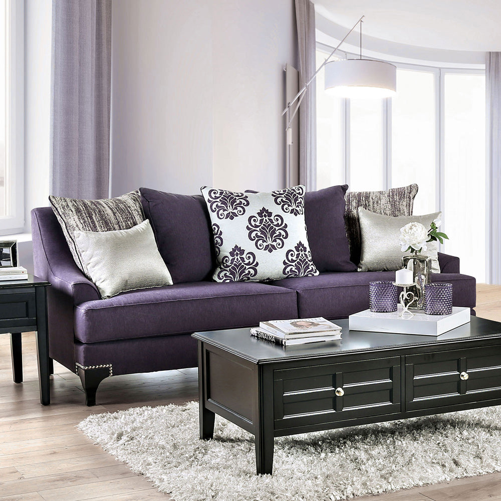Furniture of America - Sisseton Sofa in Purple - SM2208-SF View 1