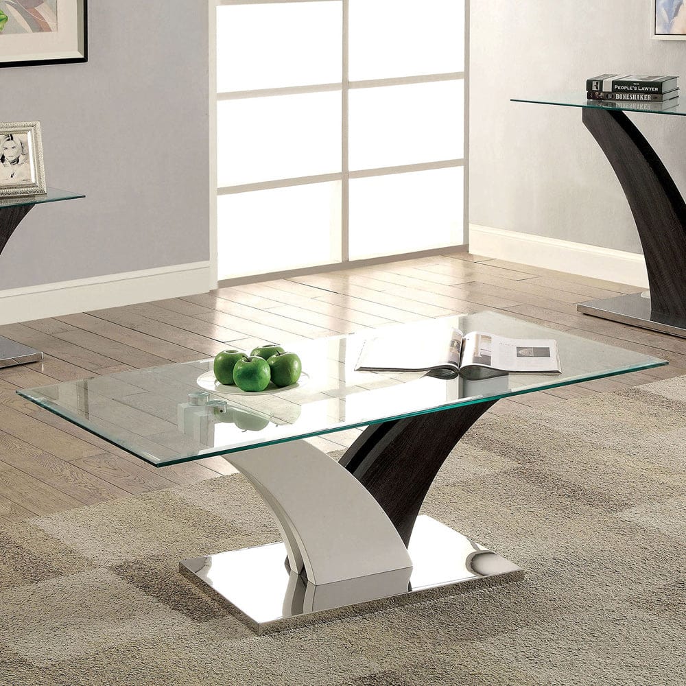 Furniture of America - Sloane Coffee Table in White/Dark Gray/Chrome - CM4244C-TABLE View 1