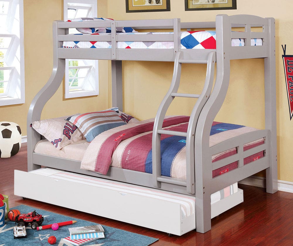 Furniture of America - Solpine Twin/Full Bunk Bed in Gray - CM-BK618GY-BED View 1