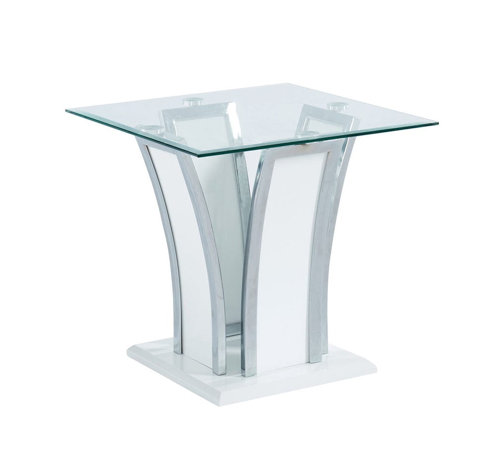 Furniture of America - Staten End Table in Glossy White/Chrome - CM4372WH-E-PK View 1