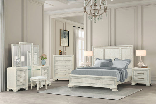 Furniture of America - Stella Mia E.King Panel Bed in Creamy White - FM70000WH-EK-W-BED View 2