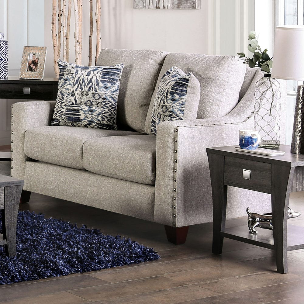 Furniture of America - Stickney Loveseat in Light Gray/Navy - SM6441-LV View 1