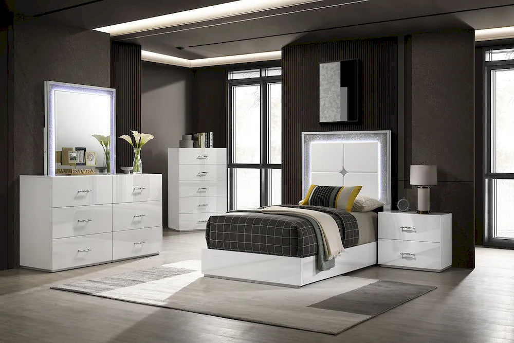 Furniture of America - Stoholm - Twin Bed, White - FM72000WH-T-BED view 2