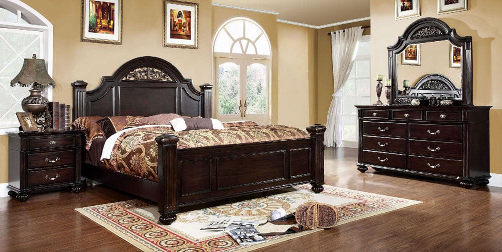 Furniture of America - Syracuse 5 Pc. Queen Bedroom Set w/ 2NS in Dark Walnut - CM7129Q-5PC-2NS View 1