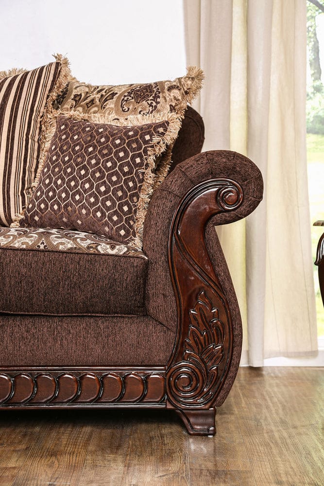 Furniture of America - Tabitha Sofa + Loveseat in Brown/Gold - SM6109-2PC View 2
