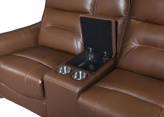 Furniture of America - Terentius Power Loveseat in Caramel Brown - FM69006BR-LV-PM View 2