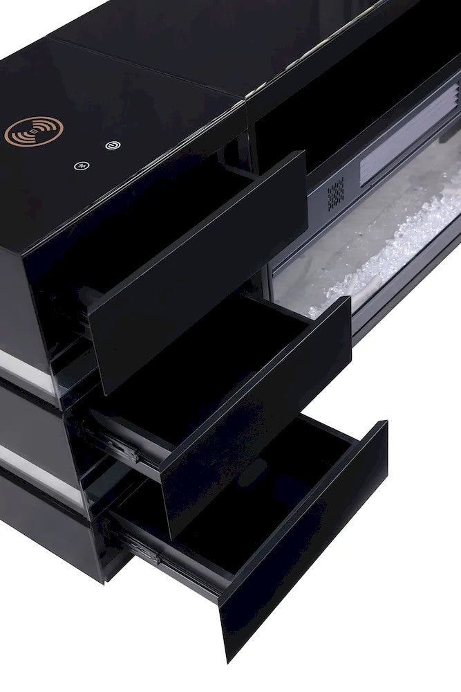 Furniture of America - Terni - TV Stand w/ Fireplace & 2 Side Tables - Black - FM-AC8024BK-TV-SET view 7