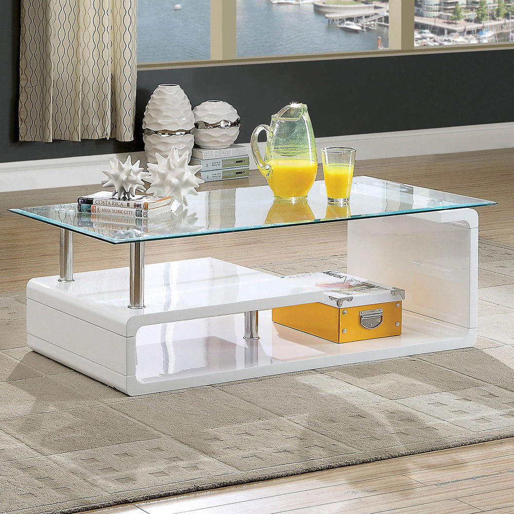 Furniture of America - Torkel Coffee Table in White/Chrome - CM4056C View 1