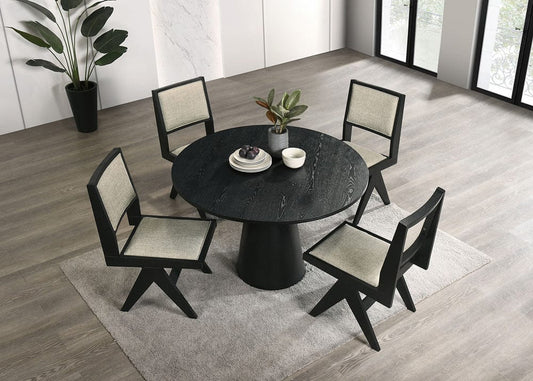 Furniture of America - Tottenham 5 Pc. 48" Dining Table Set in Black - FM3222BK-RT-48-5PC View 2