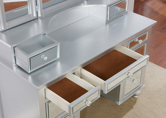 Furniture of America - Tracy Vanity w/ Stool in Silver - CM-DK6162SV View 2