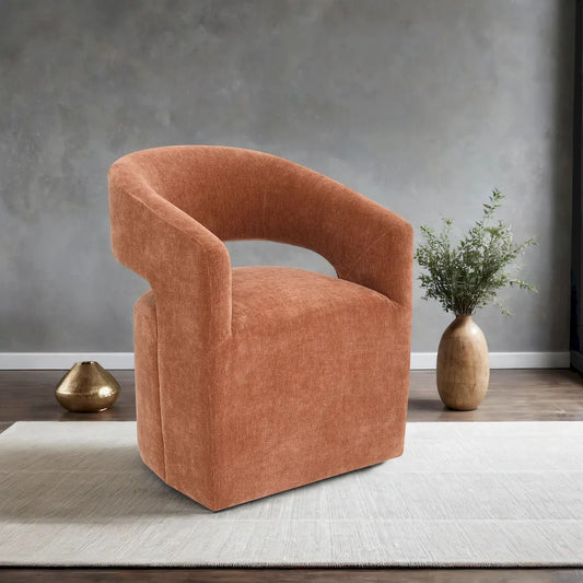 Furniture of America - Tresa - Dining Arm Chair W/ Casters, Rustic Orange - FM-AC3002OR view 2