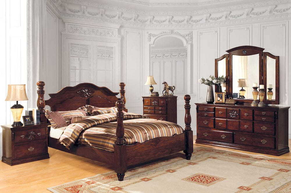 Furniture of America - Tuscan Ii 5 Pc. Queen Bedroom Set w/ Chest in Glossy Dark Pine - CM7571Q-5PC-CHEST View 1