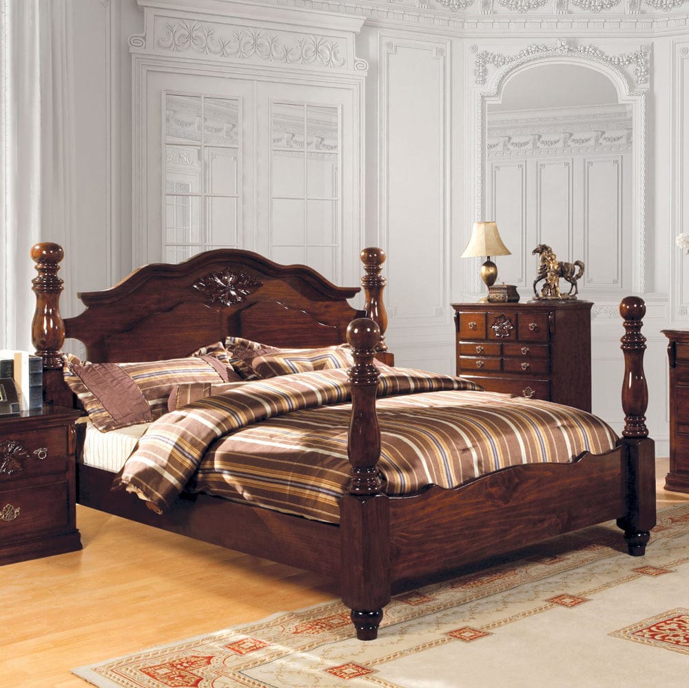 Furniture of America - Tuscan Ii E.King Bed in Glossy Dark Pine - CM7571EK-BED View 1
