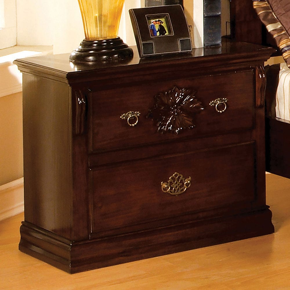 Furniture of America - Tuscan Ii Nightstand in Glossy Dark Pine - CM7571N View 1