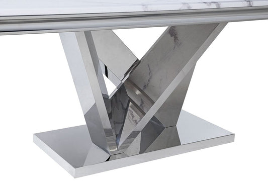 Furniture of America - Valdevers Dining Table in Chrome - CM3294T-TABLE View 2