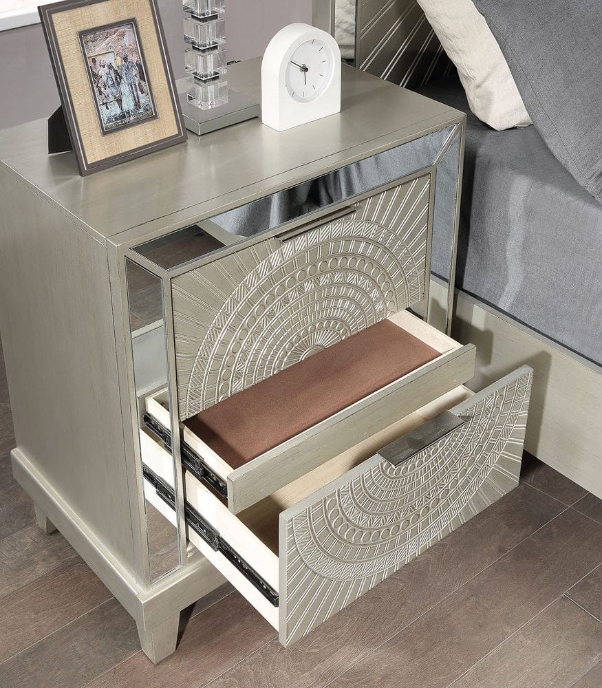 Furniture of America - Valletta Nightstand w/ USB in Champagne - FOA7157N View 4