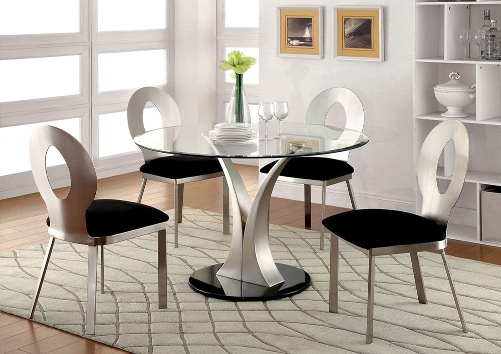 Furniture of America - Valo 5 Pc. Dining Table Set in Silver/Black - CM3727T-5PC View 1