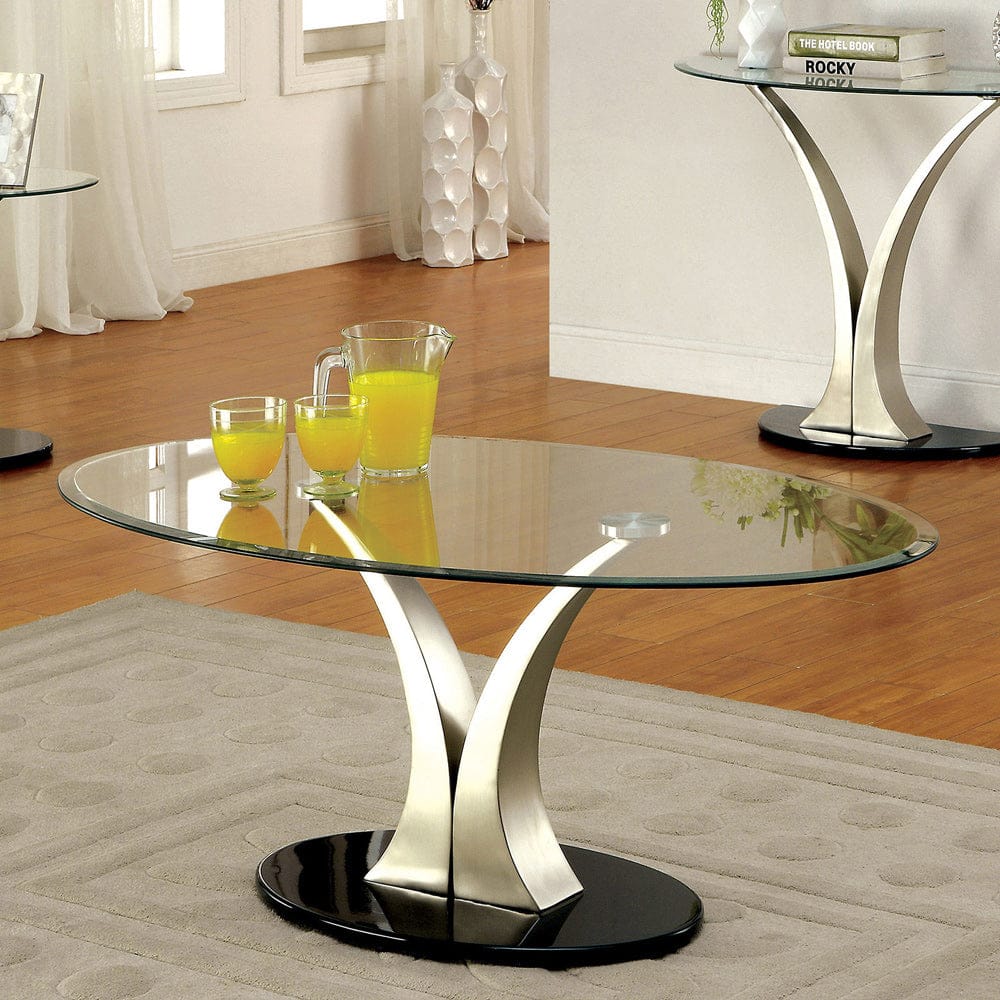 Furniture of America - Valo Coffee Table in Satin Plated/Black - CM4727C View 1