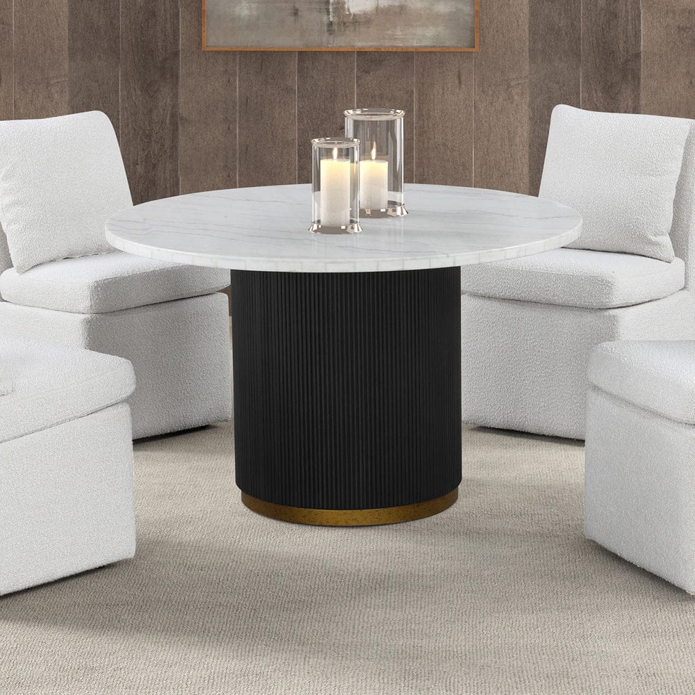 Furniture of America - Varde 5 Pc. Round Dining Set in Black/White - FM3431WH-RT-5PC-00WH View 1