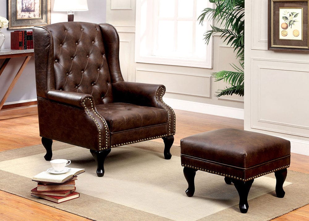 Furniture of America - Vaugh Accent Chair in Rustic Brown - CM-AC6801BR View 2
