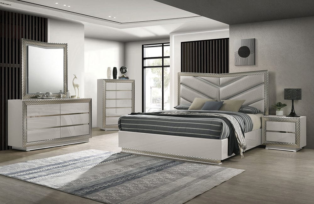Furniture of America - Ventnor King Upholstered Bed in Gray - FM7251GY-EK-BED View 1