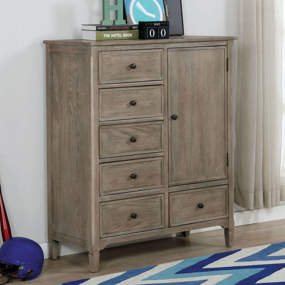 Furniture of America - Vevey Armoire in Wire-Brushed Warm Gray - FOA7175AR View 1