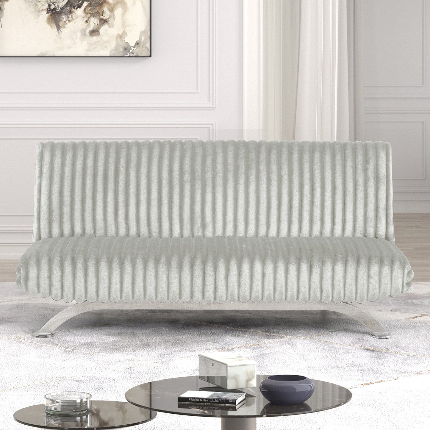 Furniture of America - Villeneuve Futon Sofa Bed in Light Gray - FM2906LG View 3