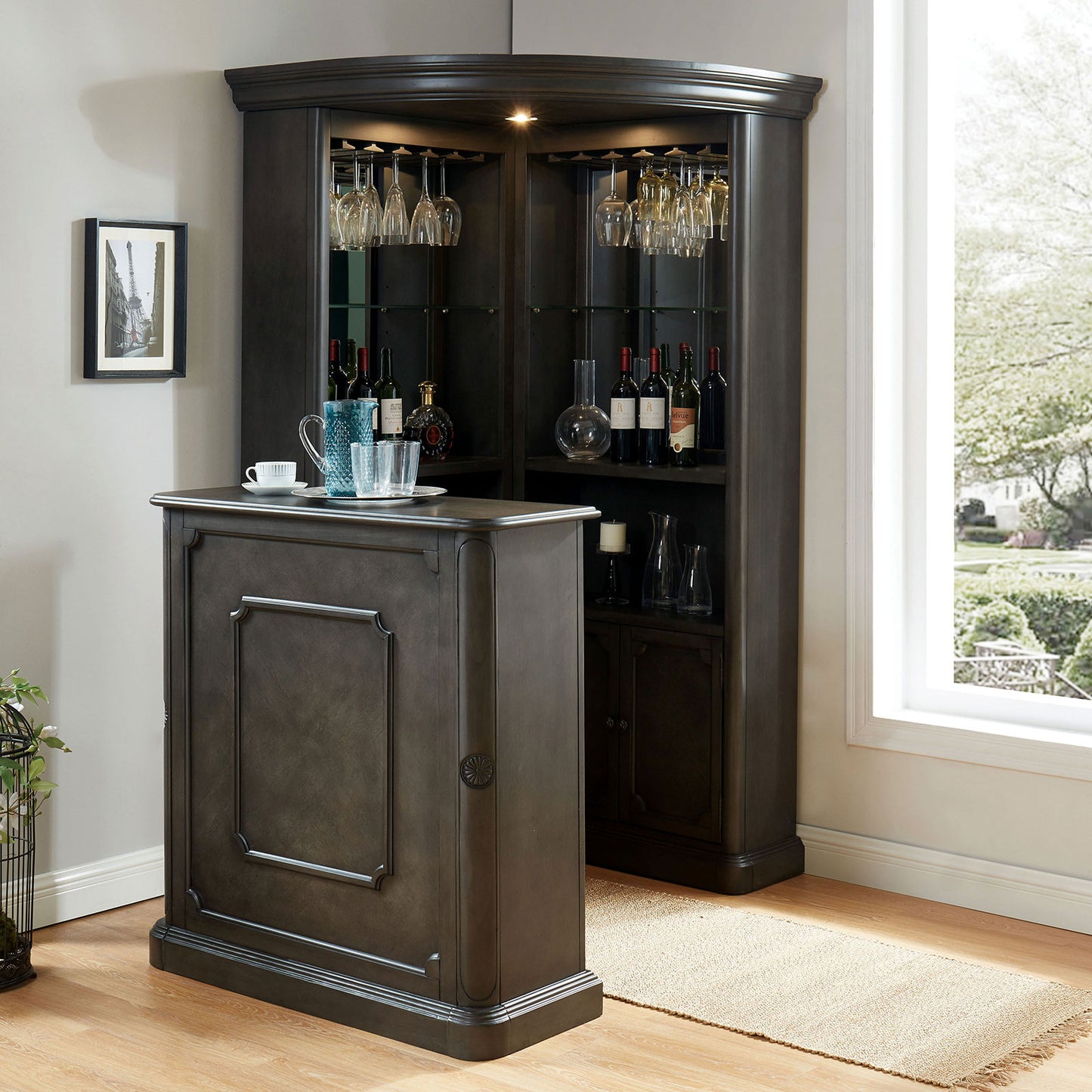 Furniture of America - Voltaire Bar Table in Gray - CM-CR142GY-BT View 3