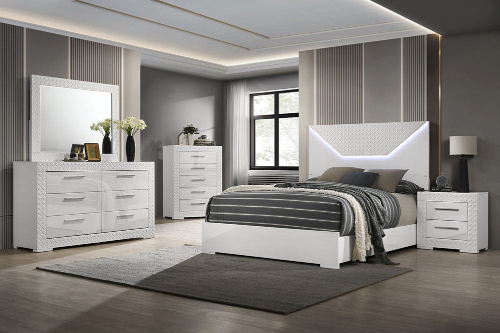 Furniture of America - Whitby 5 Pc. Queen Bedroom Set w/ Chest in White - FM7216WH-Q-5PC-CHEST View 1
