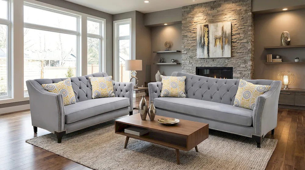 Furniture of America - Wilmette - Sofa + Loveseat - SM2296GY-2PC view 7
