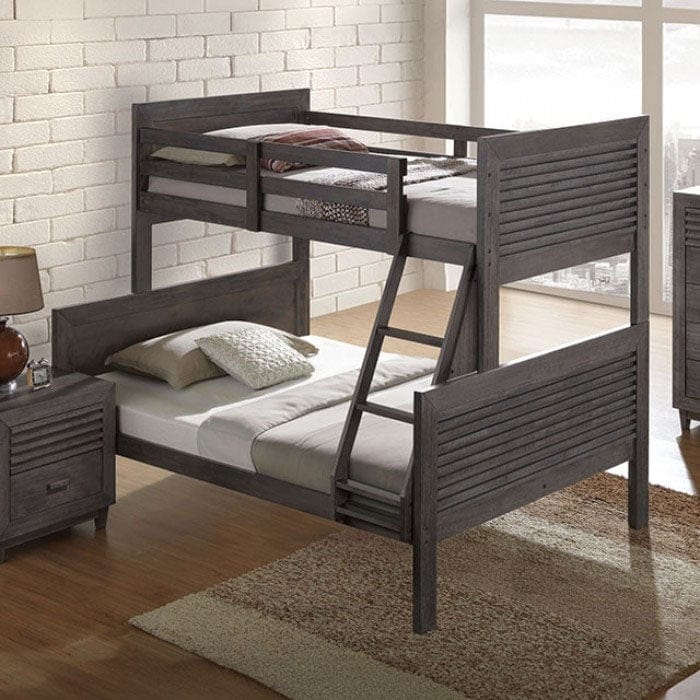 Furniture of America - Witham Twin/Full Bunk Bed in Charcoal Brown - FM-BK108DB-F-BED View 1