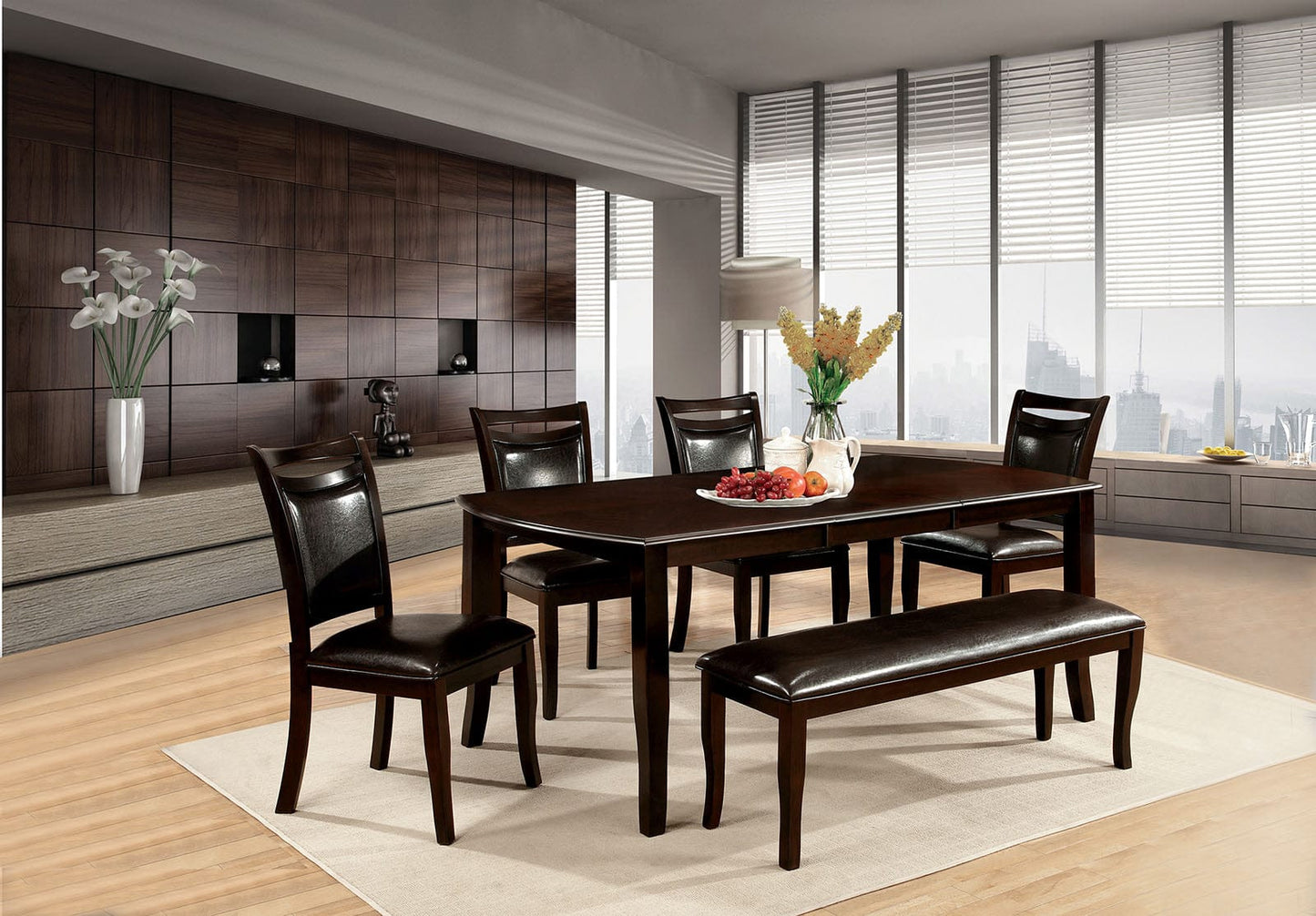 Furniture of America - Woodside Bench in Dark Cherry/Espresso - CM3024BN View 2
