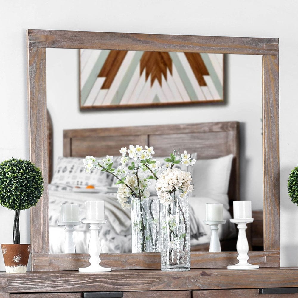 Furniture of America - Wynton Mirror in Weathered Light Oak - CM7360M View 1