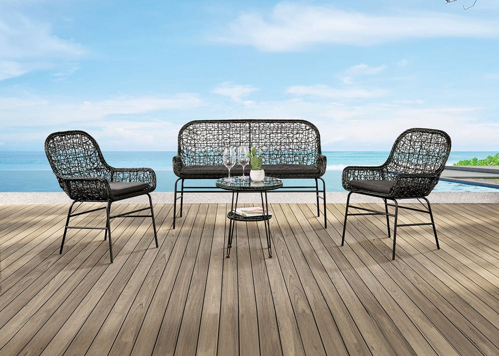 Furniture of America - Zalika 4 Pc. Conversation Set in Black - FM80010BK-T-4PC-BN View 1