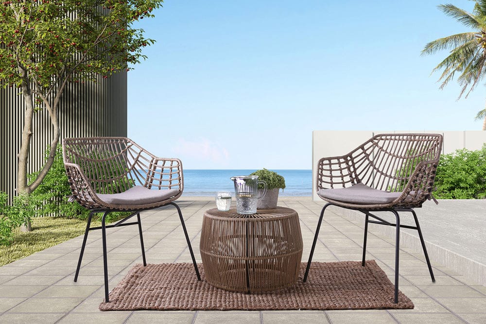 Furniture of America - Zuberi 3 Pc. Patio Conversation Set in Natural - FM80003NT-3PC-02NT View 1