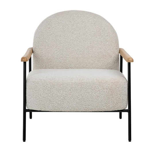 Henry & Mason - Ameria Occasional Chair in Beige Boucle Fabric with Metal Legs and Mindi Wood Armrests - DV7115 veiw 2