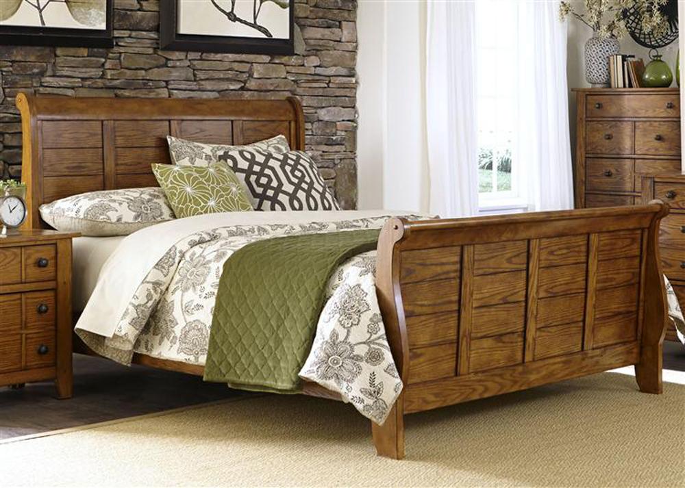 Henry & Mason - Ancestral Lodge King Sleigh Bed in Aged Oak - AFA01577 view 1